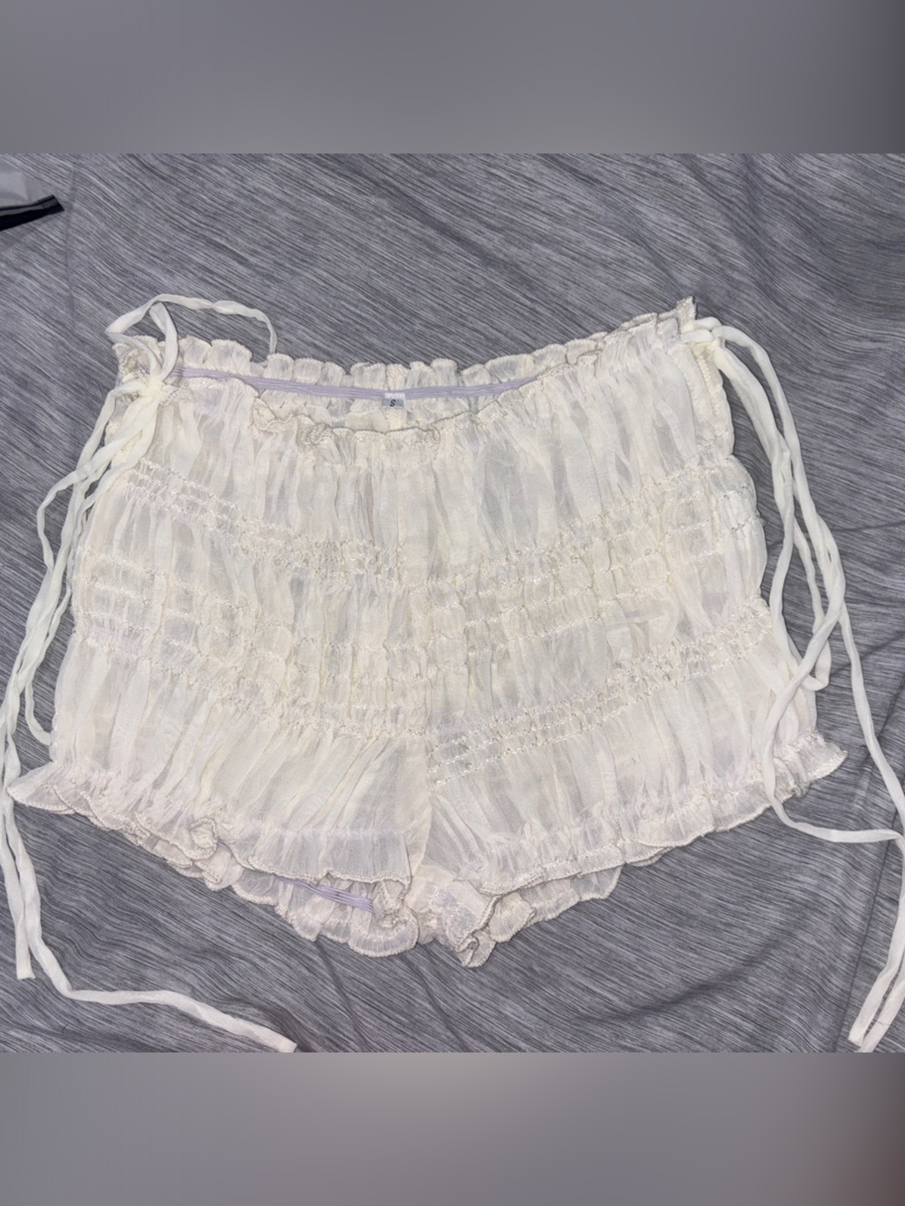 Sheer Ruched Off-White shorts